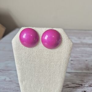 Vintage 1980s Magenta Button Earrings